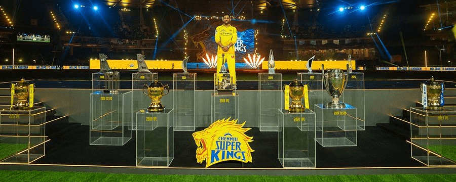 MS Dhoni with all CSK trophies